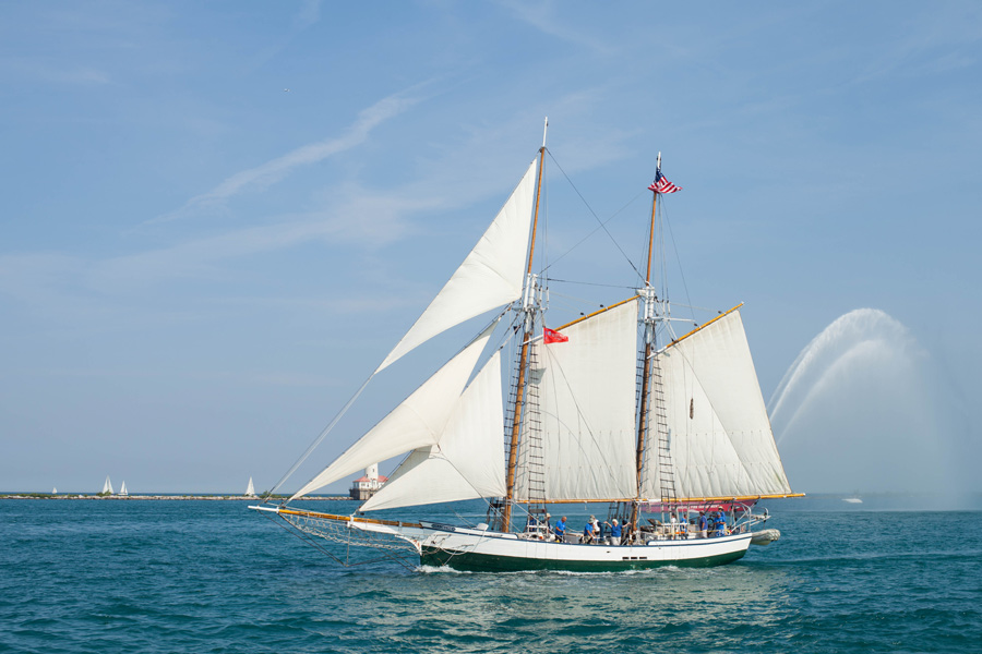 PEPSI TALL SHIPS CHICAGO 2016. Parade of Sail at Navy Pier. Pride of Baltimore II - Topsail Schooner
